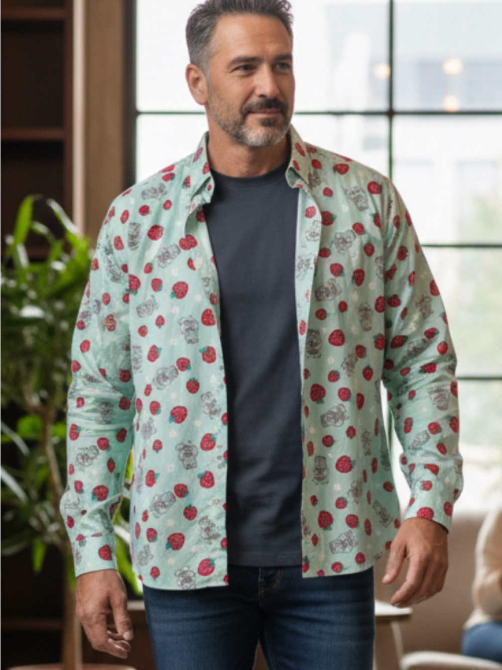 Disney Parks Pixar Toy Story Lotso Strawberries Button Down Shirt Adult XL NEW